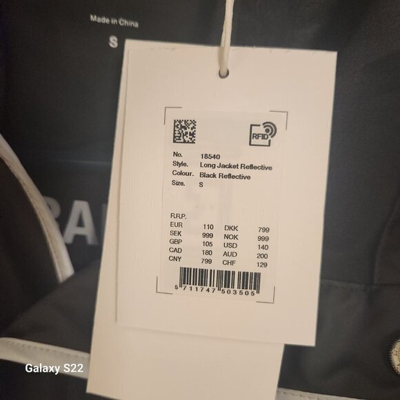 RAINS Black Long Black Jacket Reflective. NWT. Size Various - Picture 8 of 9